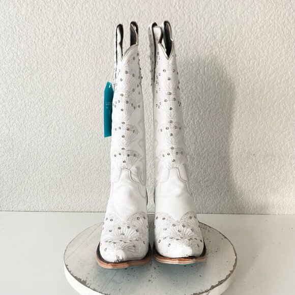 Lane CALYPSO Womens Cowboy Boots 9.5 White Western Cowgirl Mid Calf Pointed Toe - Picture 5 of 11